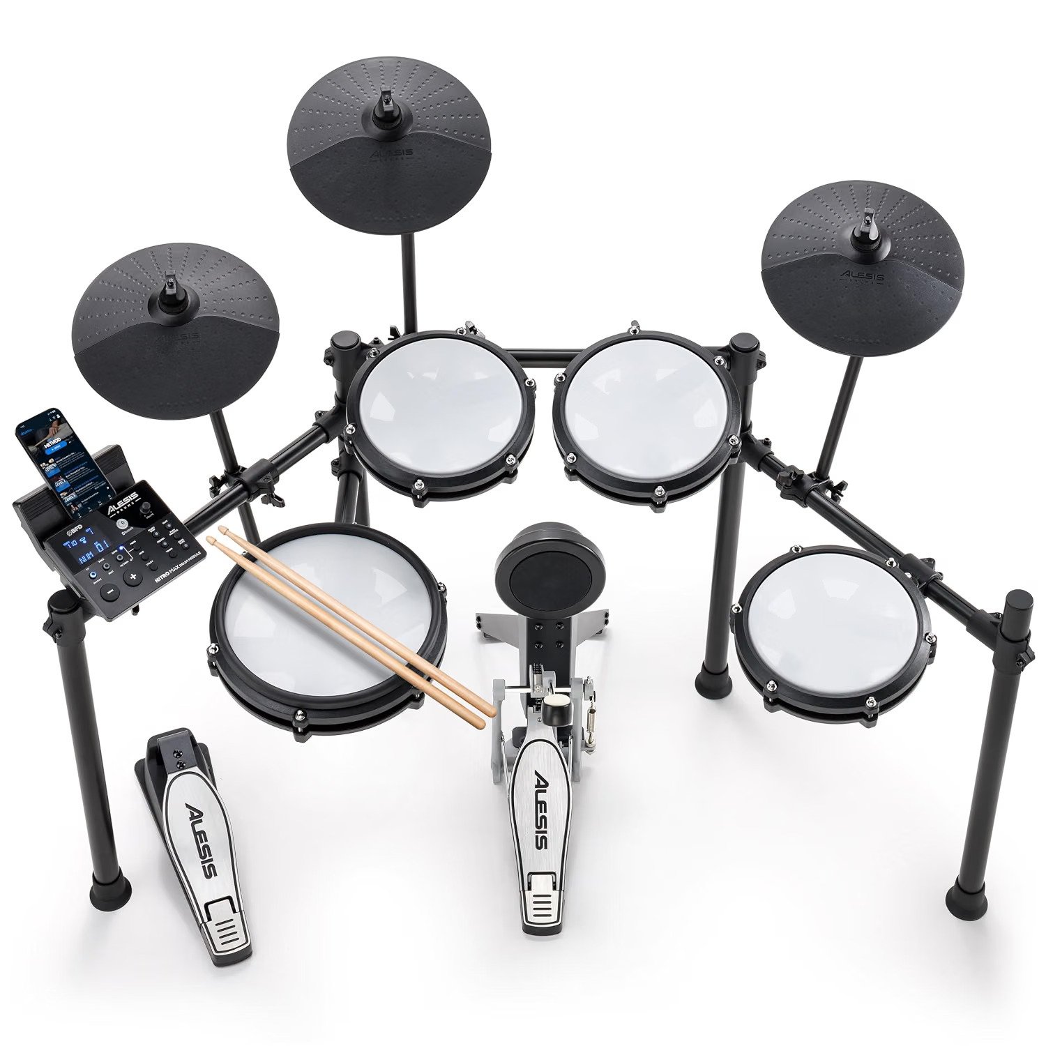 Alesis Nitro Max Kit Eight Piece Electronic Drum Kit with Mesh Heads and Bluetooth